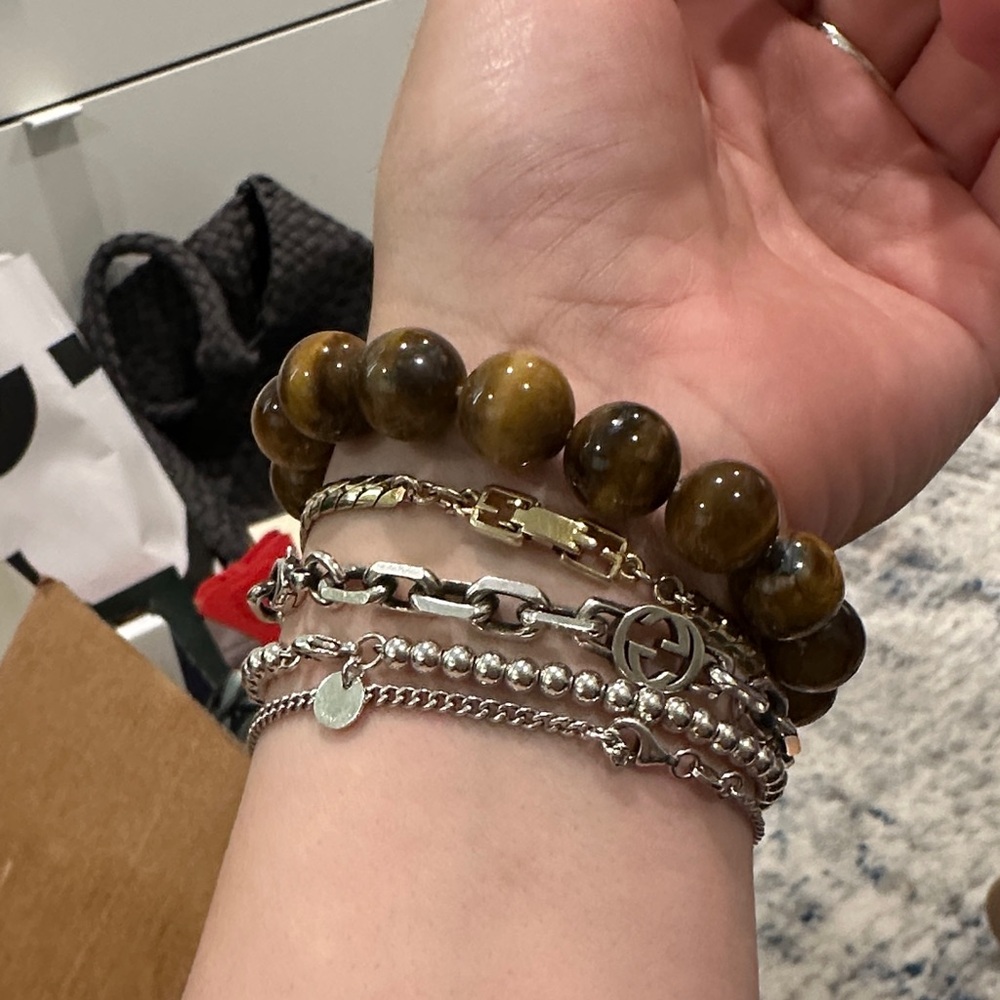 ALLSAINTS Natural Tiger's Eye Large Beaded Bracelet Healing Protection Stone - Picture 3 of 3